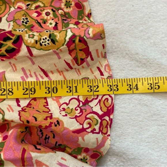 FREE PEOPLE SUMMER IN TULUM LINEN BLEND TUNIC PEBLUM PINK FLORAL mini dress/TOP - Picture 13 of 16